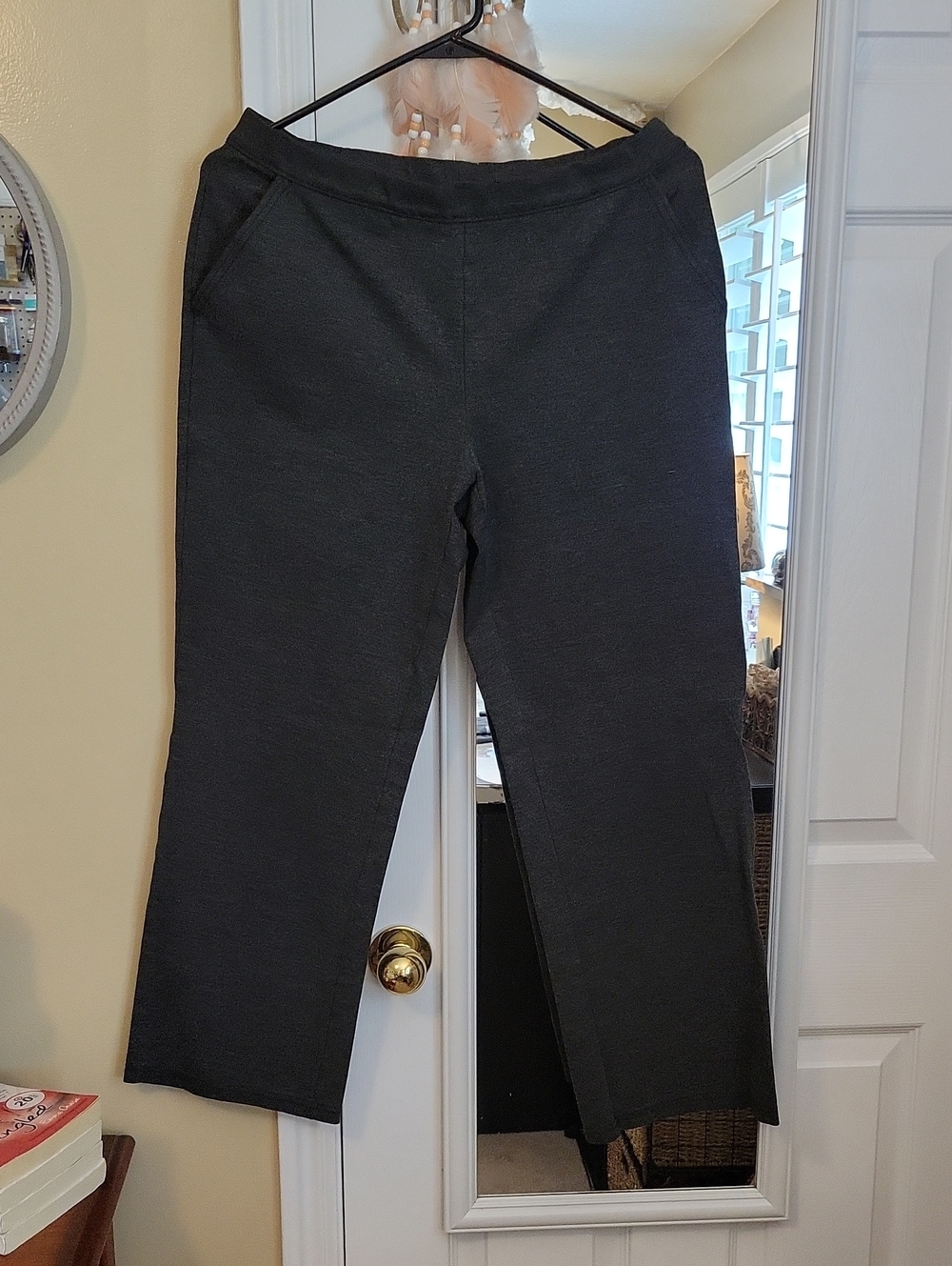 Erika | Black Gray Wide-Leg Pull-On Pants Casual